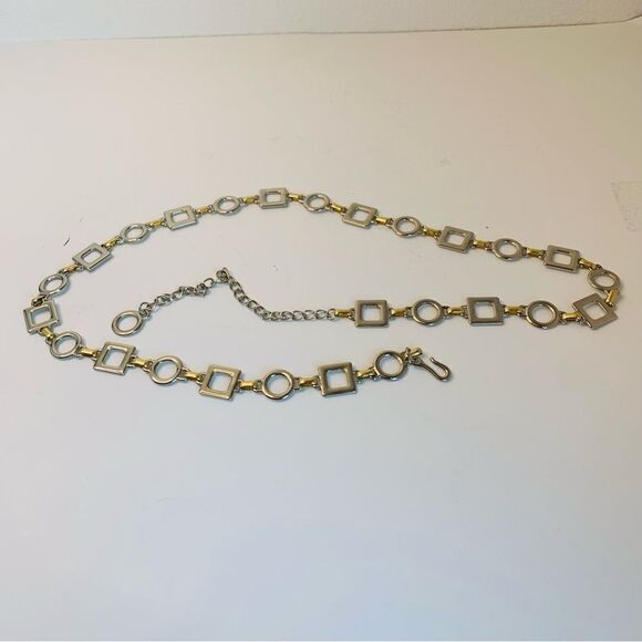 Gold and Silver Geometric Link Chain Belt - Picture 1 of 2
